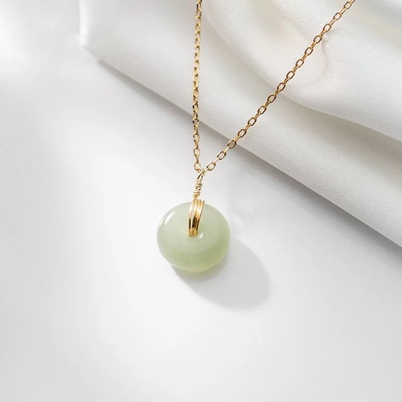 REAL Jade 14kt Gold Real Sterling Silver Minimalist Necklace - Dainty - - Picture 6 of 6